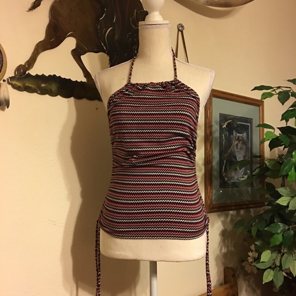I.N. SAN Francisco colorful chevron halter top S - Picture 3 of 9